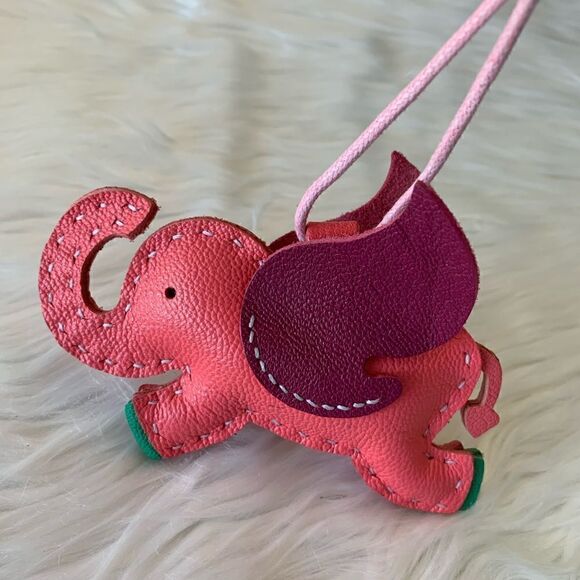 Handmade Genuine Leather Colorblock Dumbo Bag Charm/Keychain - Picture 5 of 9